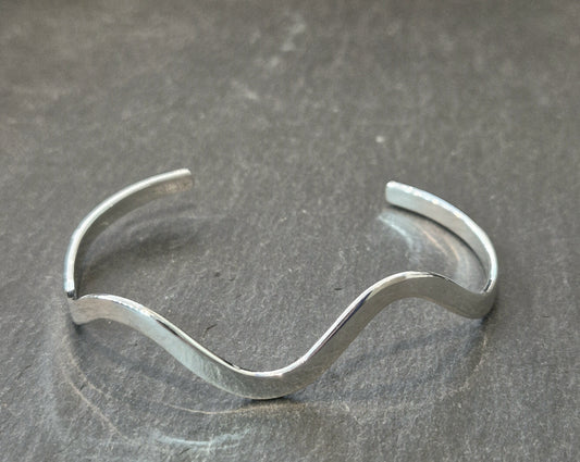 Silver waveform bangle