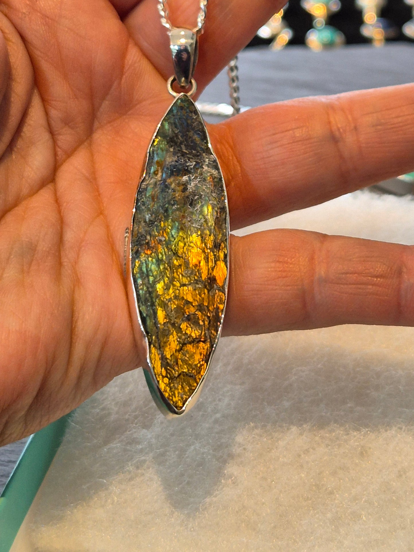 Rough finished Labradorite pendant