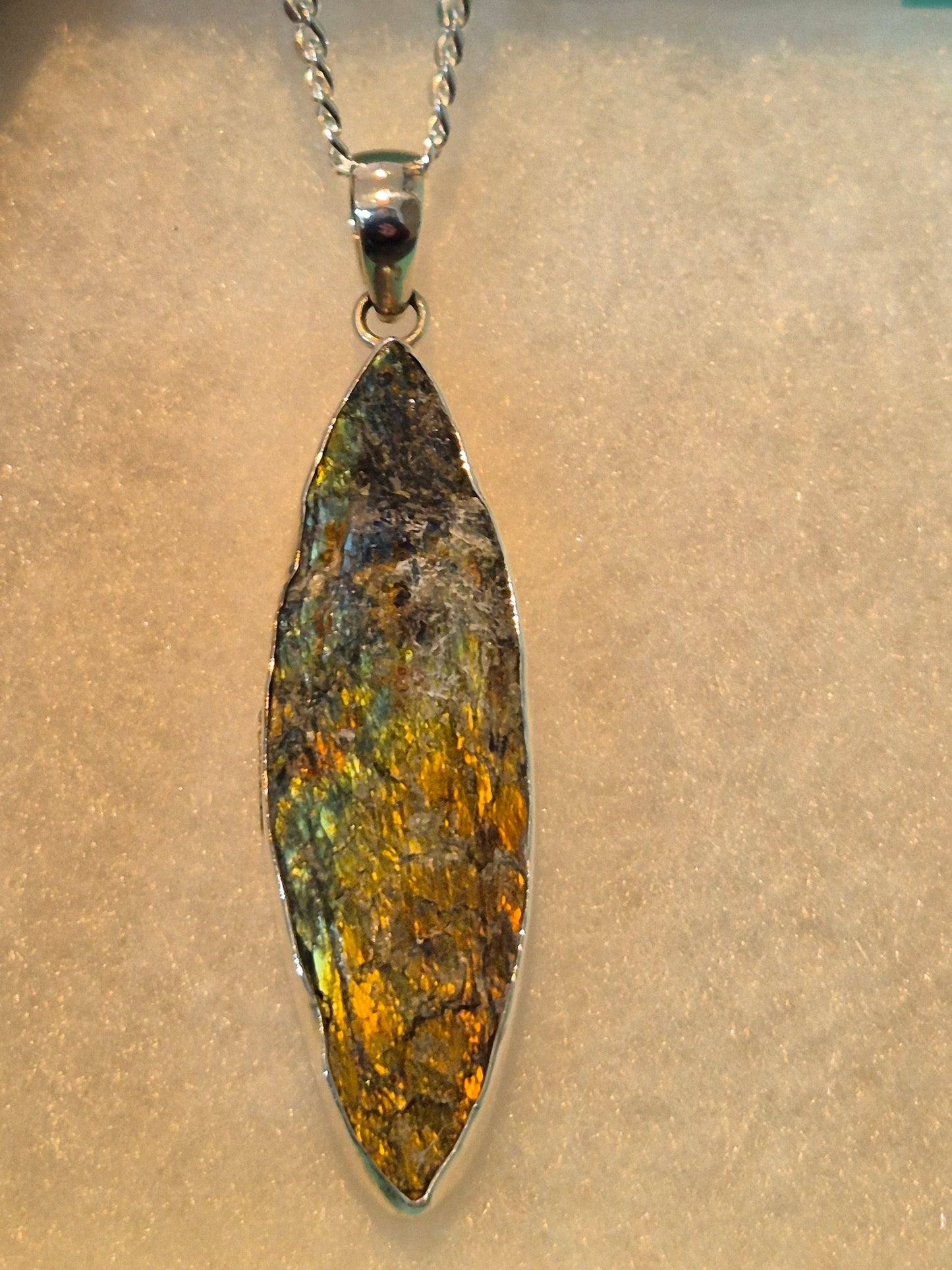 Rough finished Labradorite pendant