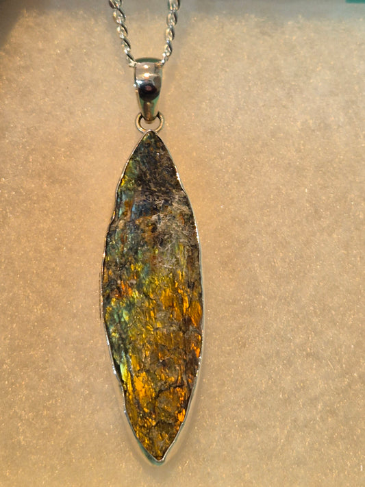 Rough finished Labradorite pendant