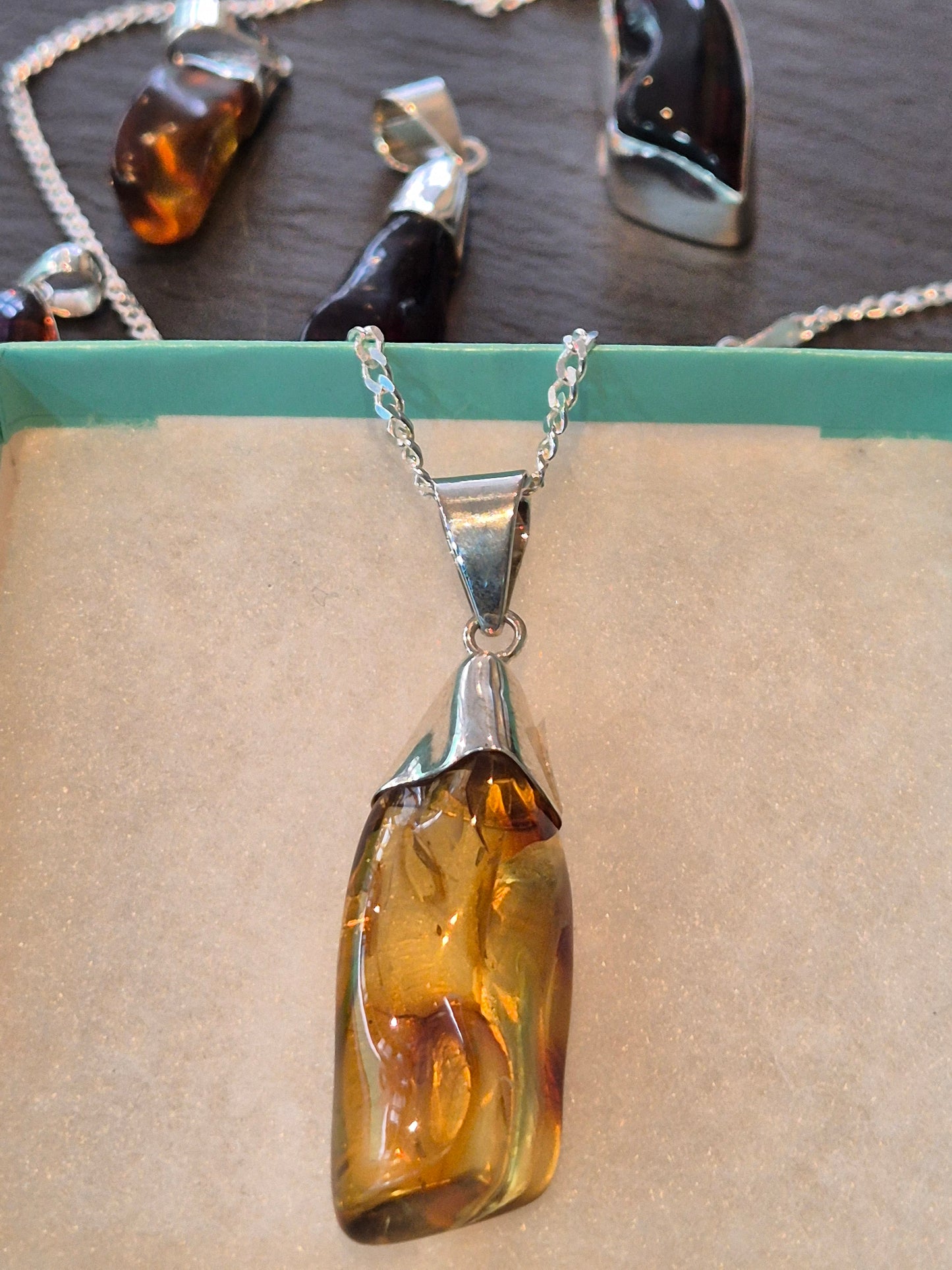 Yellow amber pendant