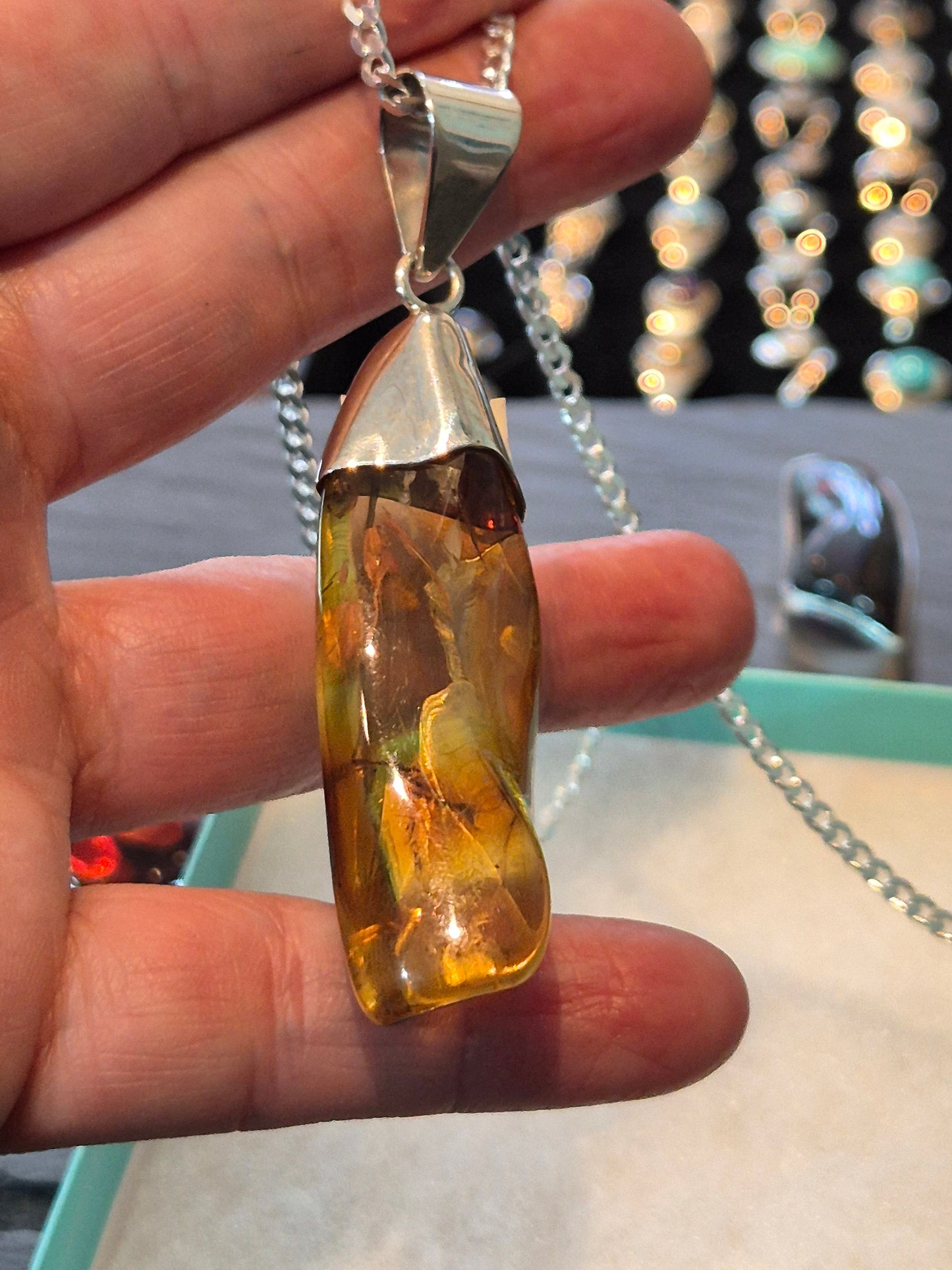 Yellow amber pendant